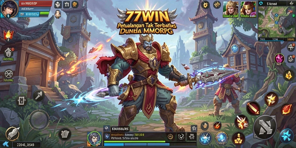 Screenshot gameplay 77WIN menunjukkan aksi pertarungan yang mendebarkan.