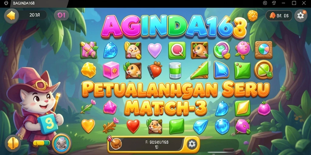 Tampilan screenshot utama BAGINDA168 yang menunjukkan gameplay Match-3 yang seru.