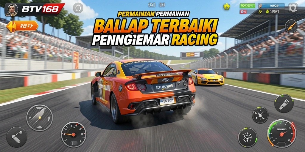 Tangkapan layar menunjukkan aksi balap mendebarkan di BTV168.