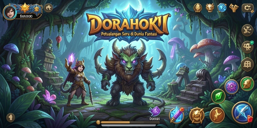 Tampilan menakjubkan dari gameplay DORAHOKI yang penuh petualangan.