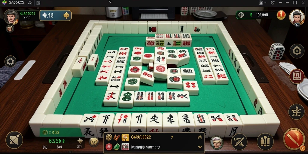 Tampilan gameplay <strong>GACOR22</strong> dengan ubin Mahjong yang menarik.
