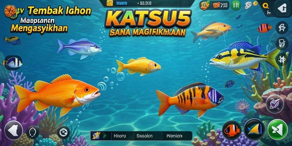 Gameplay KATSU5 yang mendebarkan saat menangkap ikan.