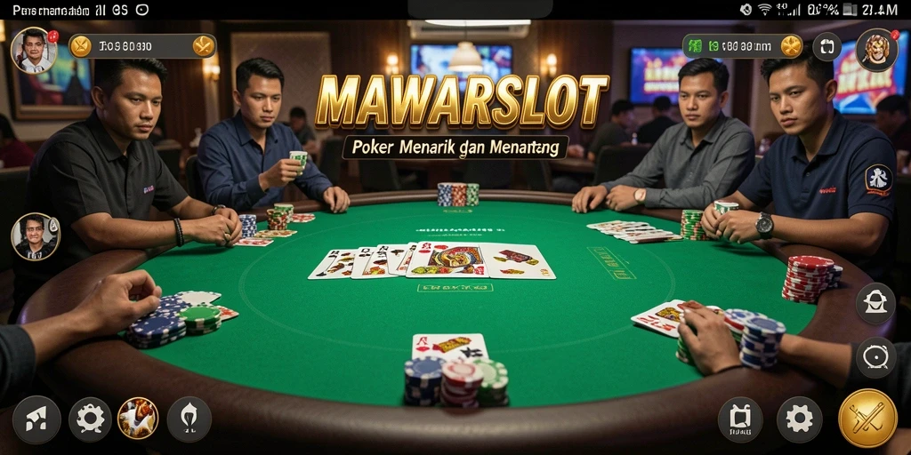 Tampilan screenshot utama MAWARSLOT menampilkan momen seru dalam permainan poker.
