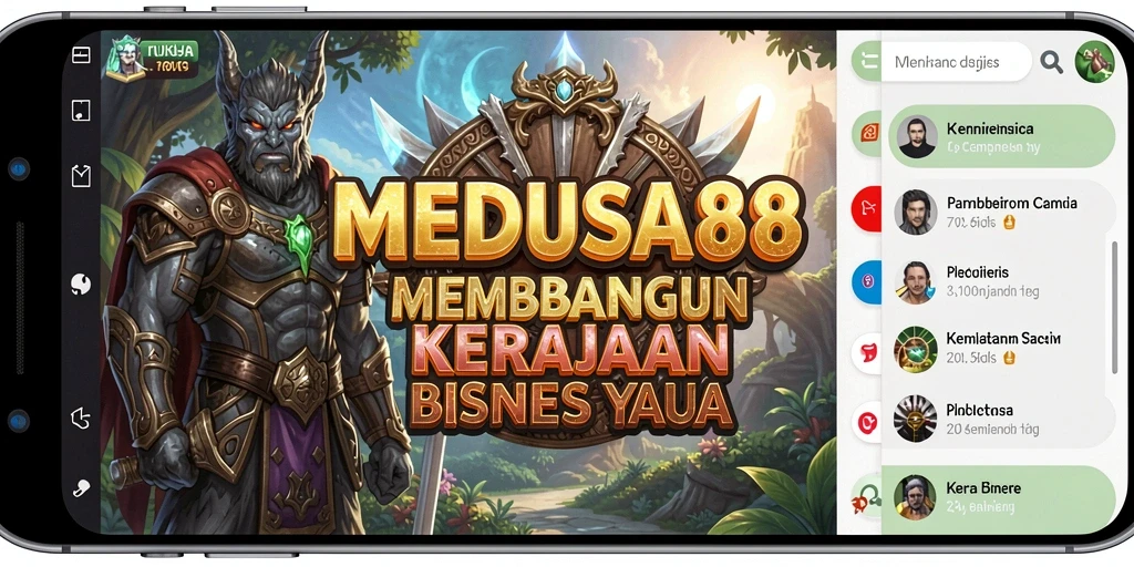 Tampilan utama MEDUSA88 menampilkan kegiatan seru dalam dunia Tycoon.