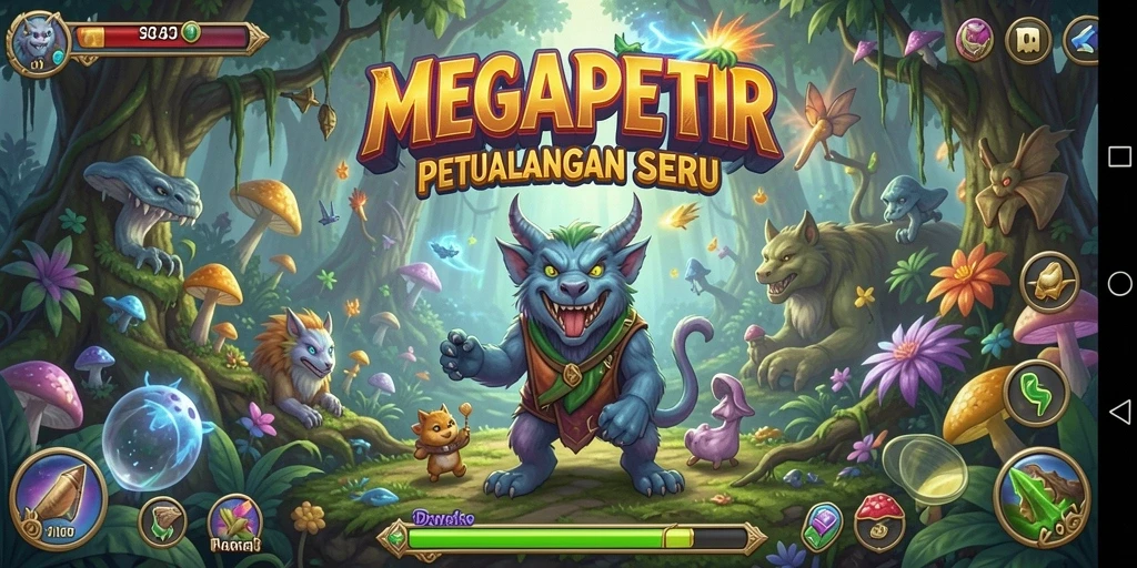 Screenshot gameplay MEGAPETIR yang menampilkan petualangan seru.