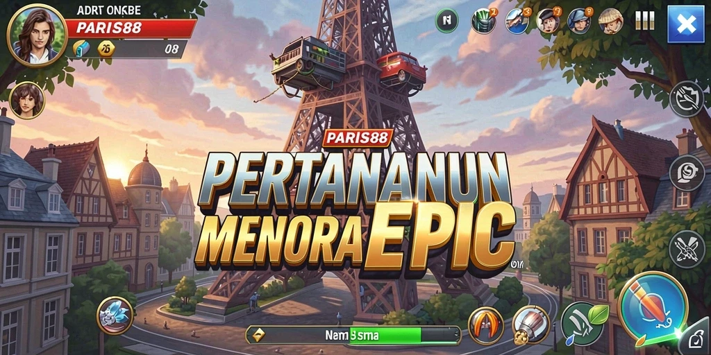Screenshot gameplay PARIS88 menampilkan aksi strategis Tower Defense yang seru.