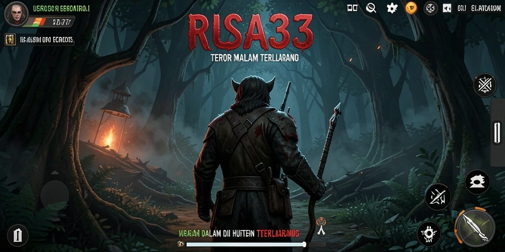 Screenshot menampilkan gameplay RUSA33 dengan suasana hutan yang menyeramkan.