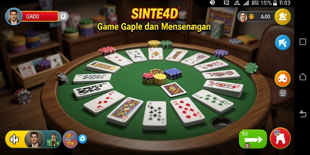 Screenshot gameplay SINTE4D menampilkan keseruan bermain Gaple.