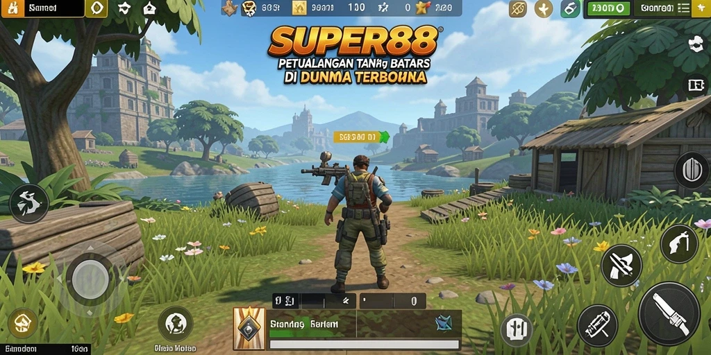 Tampilan gameplay SUPER88 menampilkan eksplorasi luas dunia terbuka.