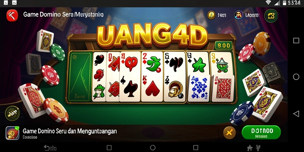 Screenshot menunjukkan gameplay seru UANG4D dalam permainan Domino.